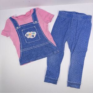 Ms. Rachel size 2t Dream Big Pink and Blue Overalls pajamas set